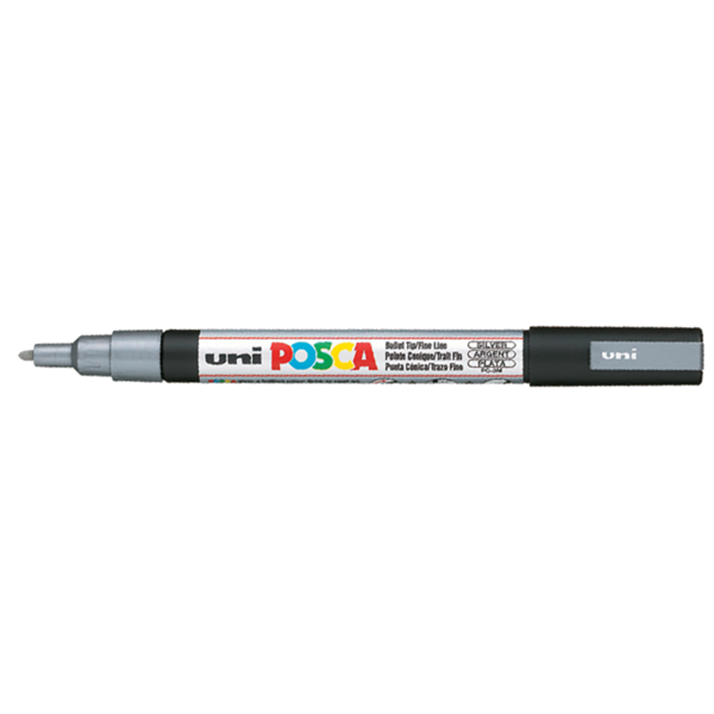 Uni-Ball Markör Boyama Posca Su Bazlı Poster 0.9-1.3 MM Gümüş PC-3M (1 Adet)