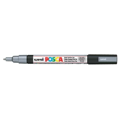 Uni-Ball Markör Boyama Posca Su Bazlı Poster 0.9-1.3 MM Gümüş PC-3M (1 Adet)