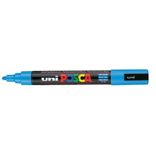 Uni-Ball Markör Boyama Posca Su Bazlı Poster 1.8-2.5 MM Gök Mavi PC-5M (1 Adet)