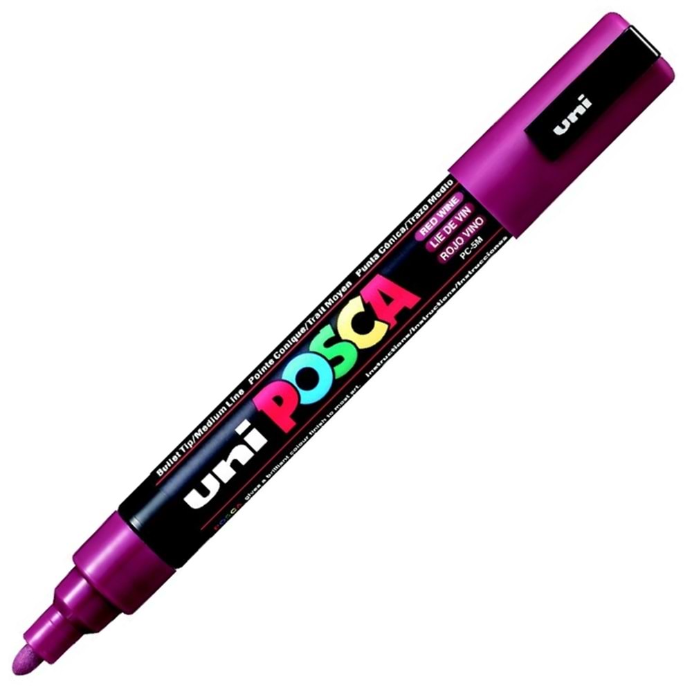 Uni-Ball Posca 1.8-2.5 Su bazlı Poster Markörü Ş.Kırmızı PC-5M (1 Adet)