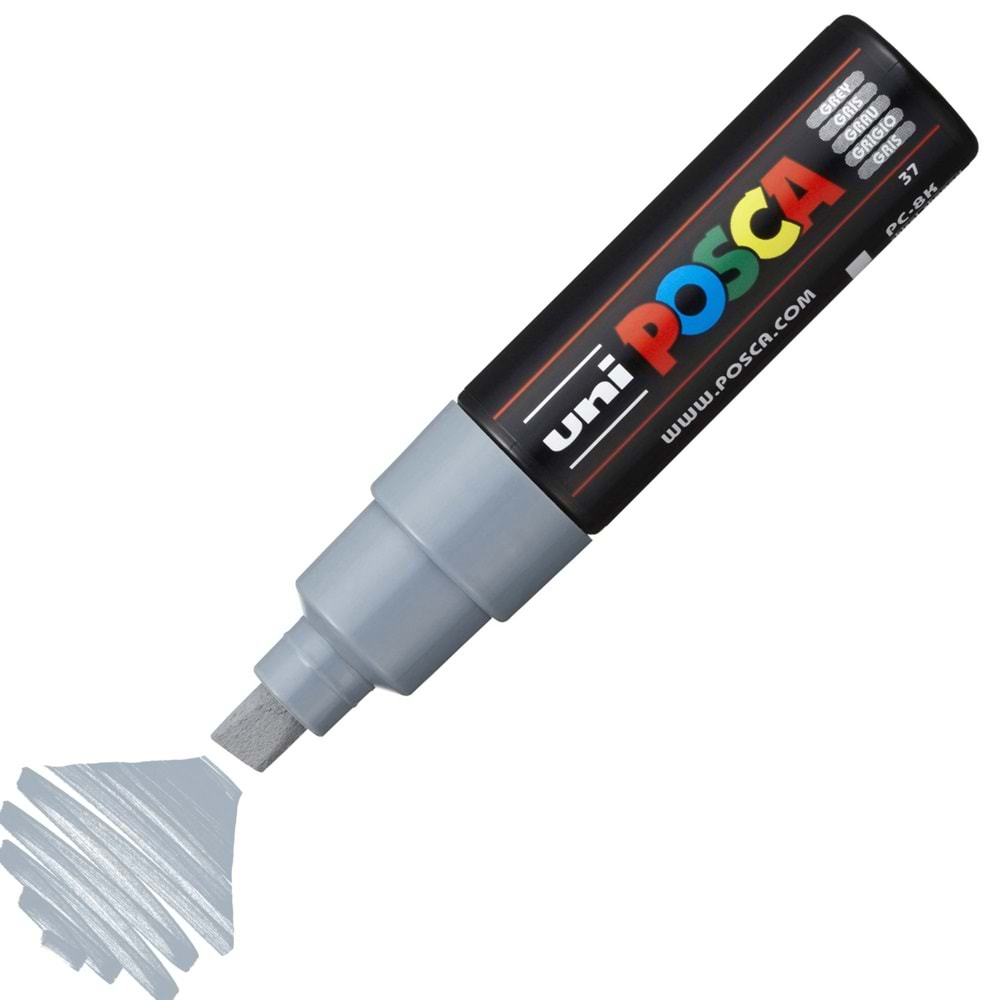 Uni-Ball Markör Boyama Posca Su Bazlı Poster 8.0 MM Gri PC-8K (1 Adet)