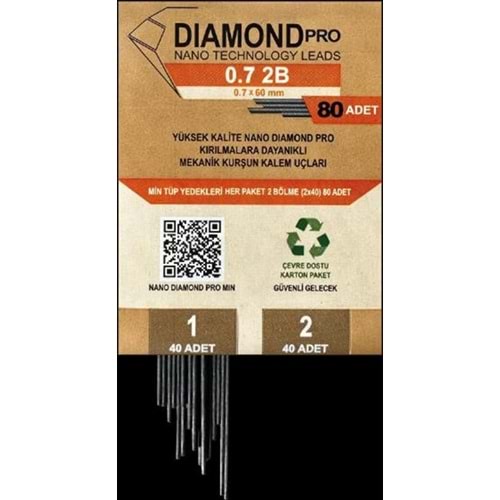 Uni-Ball Versatil Kalem Yedeği Nano Dıomand Pro 2B 0.7 MM 80 Li Ndp-07-80 2B