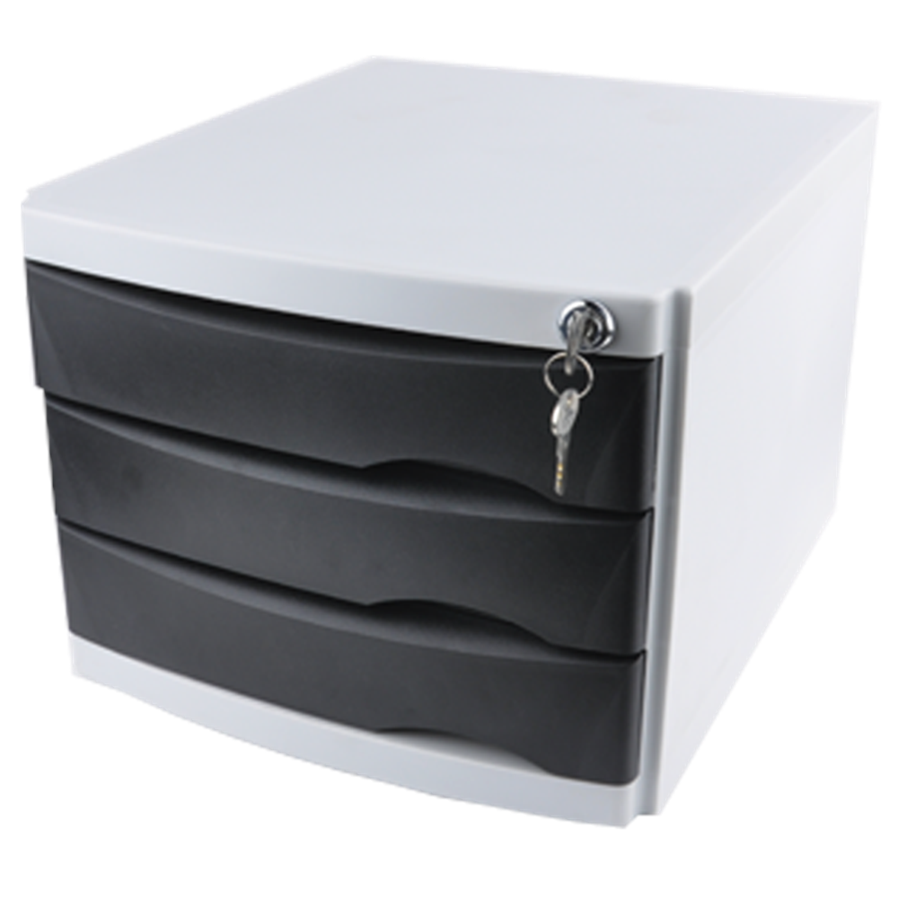 Ops Evrak Rafı Çekmeceli Plastik Kilitli 3 LÜ Siyah CMC 203