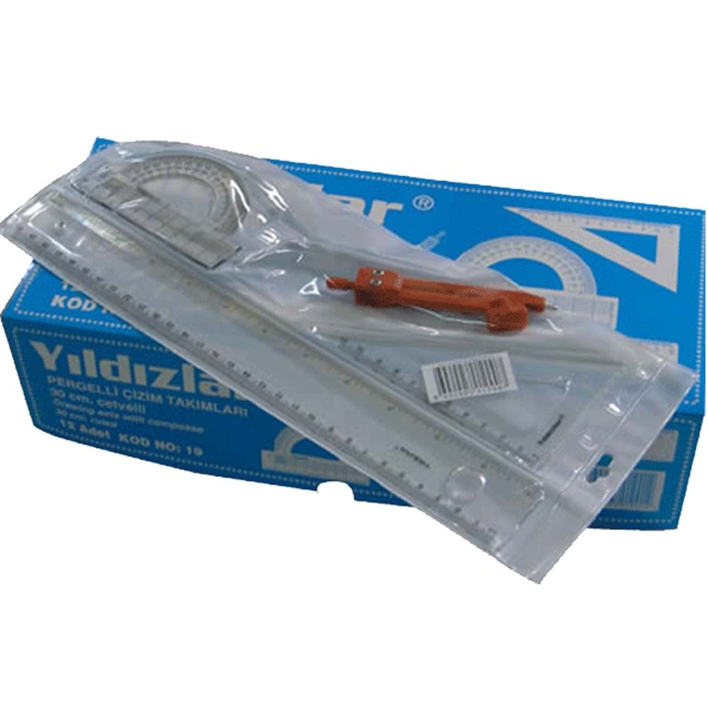 Yıldızlar Çizim Takımı Pergelli 30 CM 19 (1 Adet)