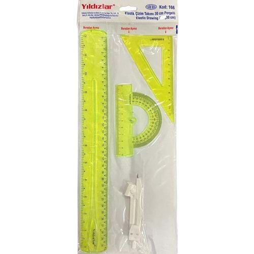 Yıldızlar Çizim Takımı Pergelli 30 CM Elastik 166 (1 Adet)