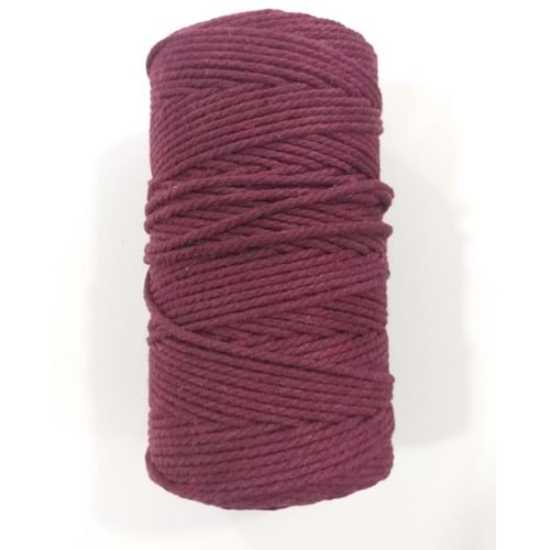 Çanta Aksesuar 3 Büküm Makrome İpi Bordo