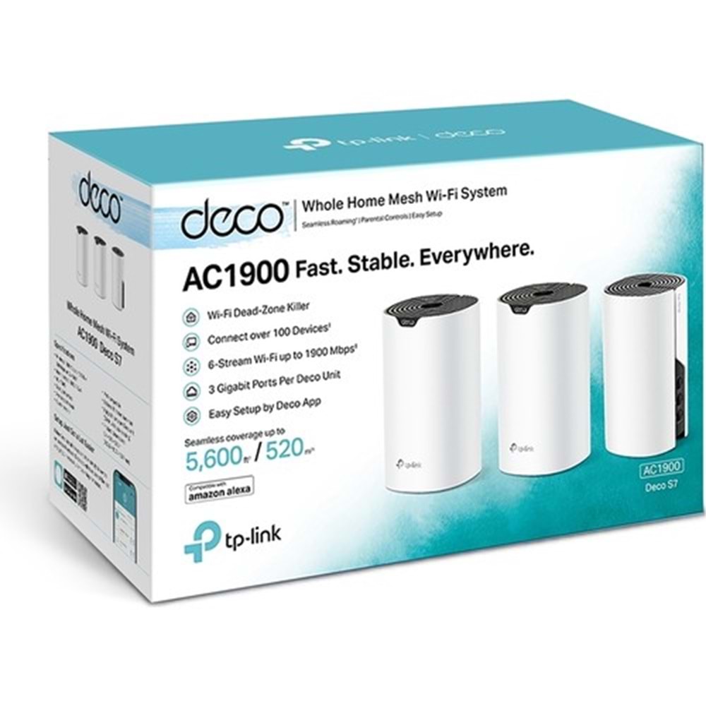 Tp-Link DECO S7 3Lü Paket AC1900 Tüm Evi Kapsayan Mesh Wifi Sistemi