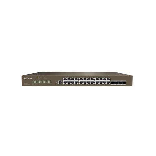 Tenda TEG5328F 24 Port 10-100-1000 Switch 4 Port SFP Yönetilebilir L2 Çelik Kasa Rack Mount