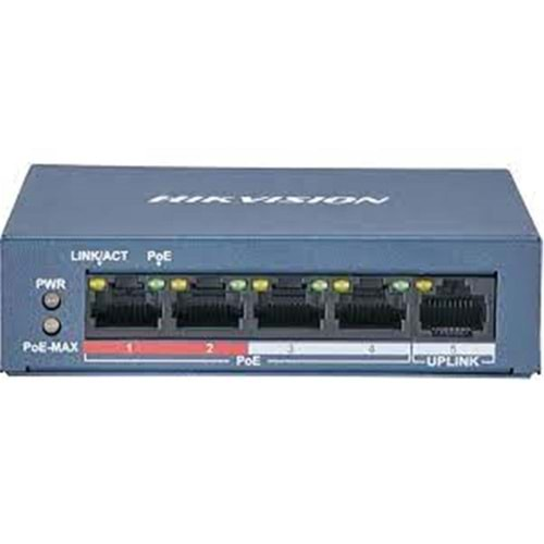 Hikvision DS-3E0105P-E-M(B) 4 PORT 10-100 4 PORT POE 35W Yönetilemez Switch