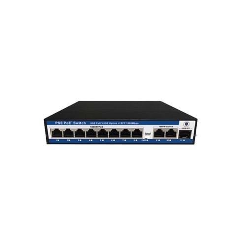 Nova NVC-PSEG0821 8 Port Poe+ 10-100-1000 Mbps 2 Port 10-100-1000 Mbps Uplink 1 Port SFP Switch 120W