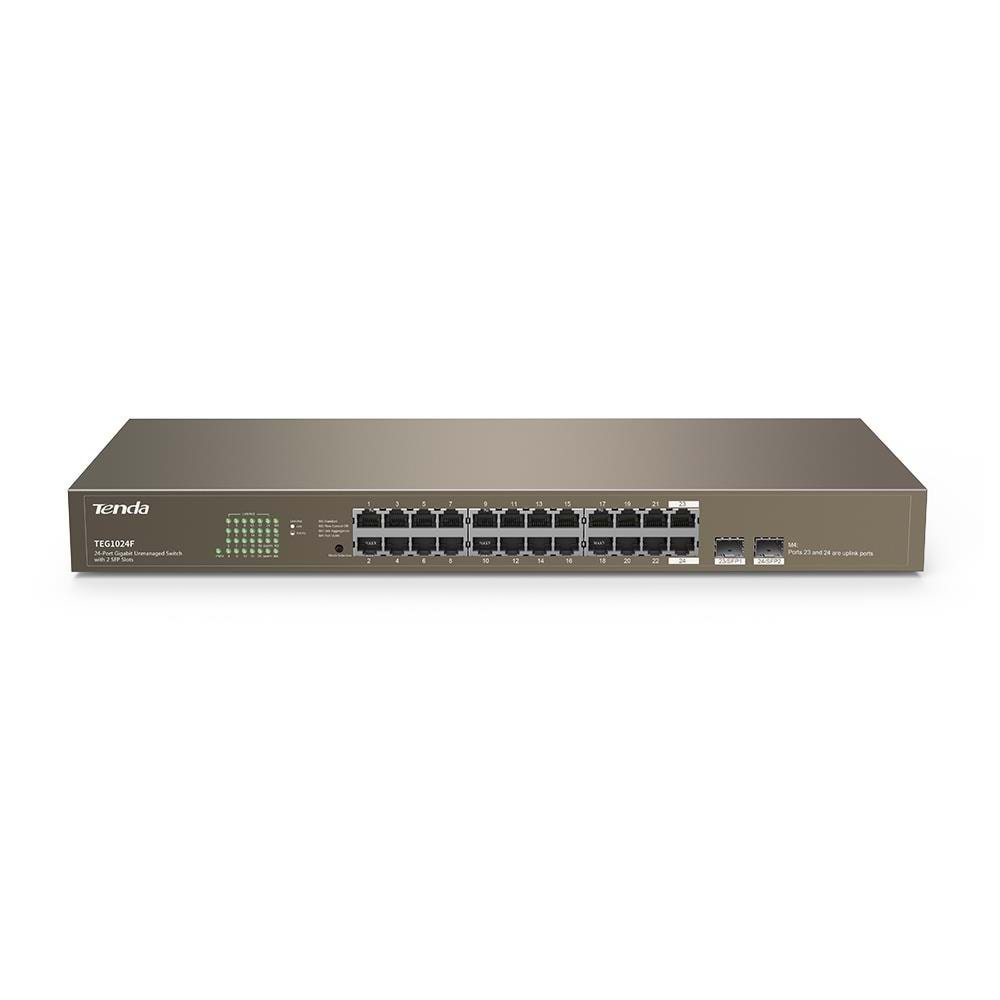 Tenda TEG1024F 24 Port 10-100-1000 Mbps + 2 Port SFP Switch Çelik Kasa Rack Mount