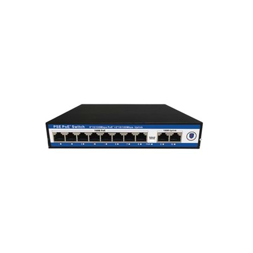 Nova NVC-PSE0820 8 Port Poe+ 10-100 Mbps 2 Port 10-100 Mbps Uplink Switch 120W