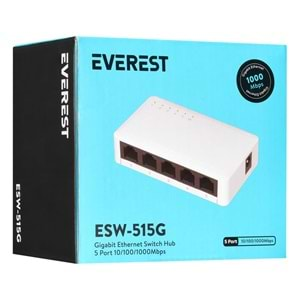 Everest EVERLINK ESW-515G 5 Port 10-100-1000Mbps Gigabit Ethernet Masaüstü Ethernet Switch Hub