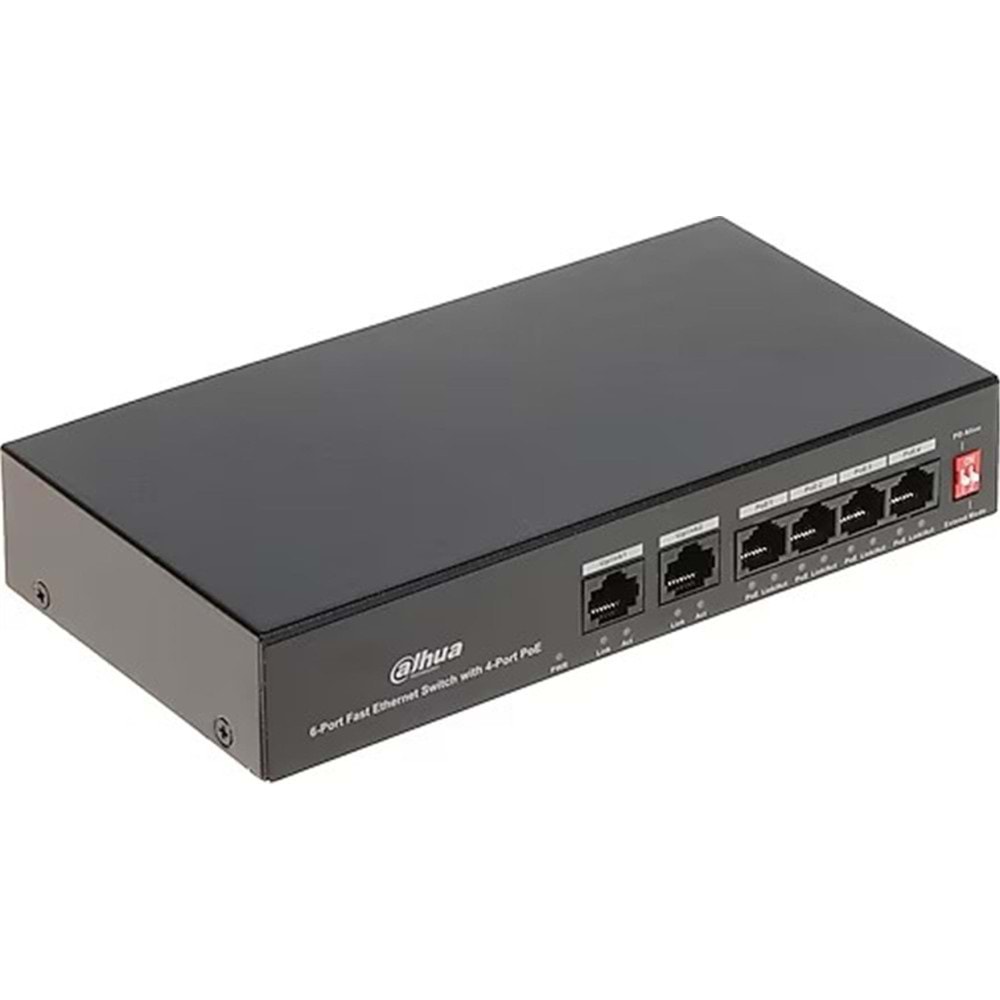 Dahua PFS3006-4ET-36 6 Port 10-100 (4 Poe + 2fe Uplınk Toplam 36W Poe)