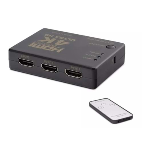 Hadron Hdx1308 3 port Hdmi Switch 3Giriş 1Çıkış 4K Kumandalı