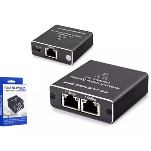 Hadron Hdx1347 100mt Network Splitter Gigabit Rj45 1000Mbps 1-In 2-Out Siyah