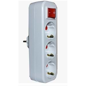 Mutlusan 3lü Topraklı Anahtarlı Fiş,Priz Düz Tip (001 170 033004 00 00 )