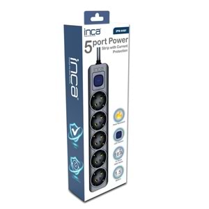 INCA IPW-44SY 5li Akım Korumalı Led Tuşlu Priz 1,5Mt Siyah