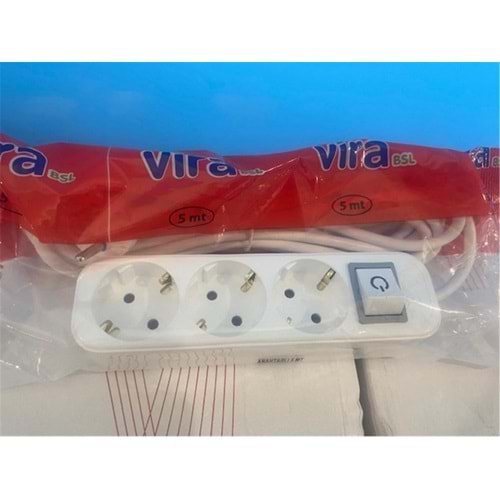 Vira 3lü 3mt Anahtarlı Topraklı Priz