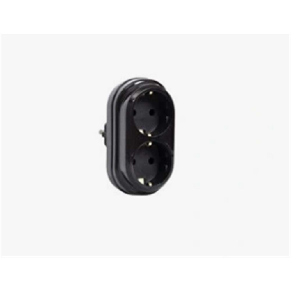 Mutlusan 2Lİ Topraklı Fiş-priz Düz Tip Siyah (001 170 033006 00 11) Standart