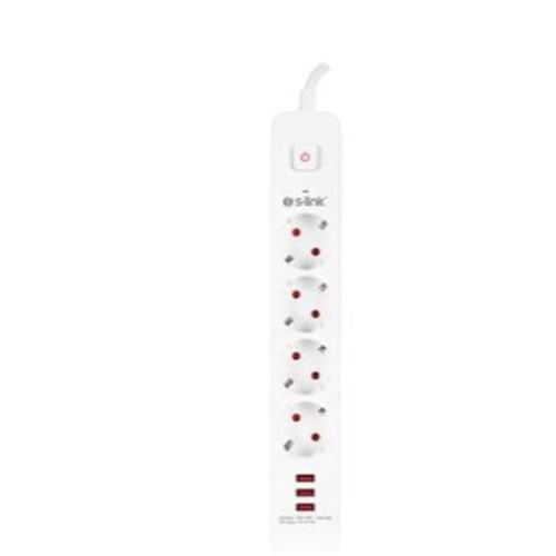 S-link SPG403U 1.5m 1.5mm 100 yüzde Bakır 750 Joule 3 Usb 5V2.4A 4lü Anahtarlı Akım Korumalı Priz