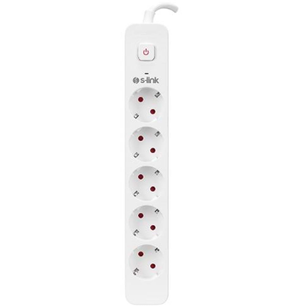 S-link SPG501S 1.5m 1.5mm 100 yüzde Bakır 750 Joule 5 li Anahtarlı Akım Korumalı Priz