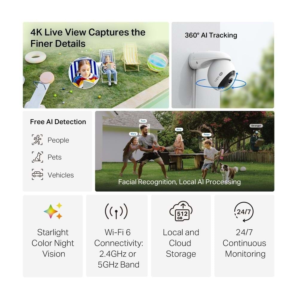 TP-Link Tapo C560WS 4K 8MP 360° Gece Görüşlü 512GB Micro SD Destekli Wi-Fi Kamera