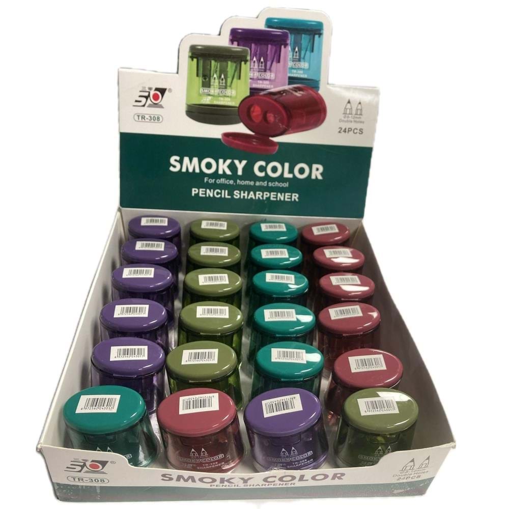 Bafix Kalemtraş Çiftli Hazneli Smoky Color TR-308 (1 Adet)