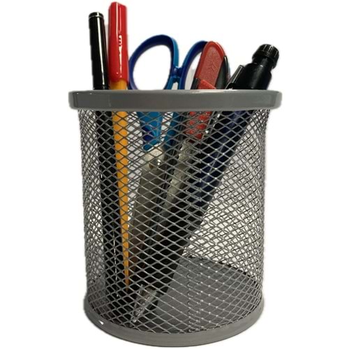 Bafix Kalemlik Metal Perforeli Silindir Silver BFX-MMK802G (1 Adet)