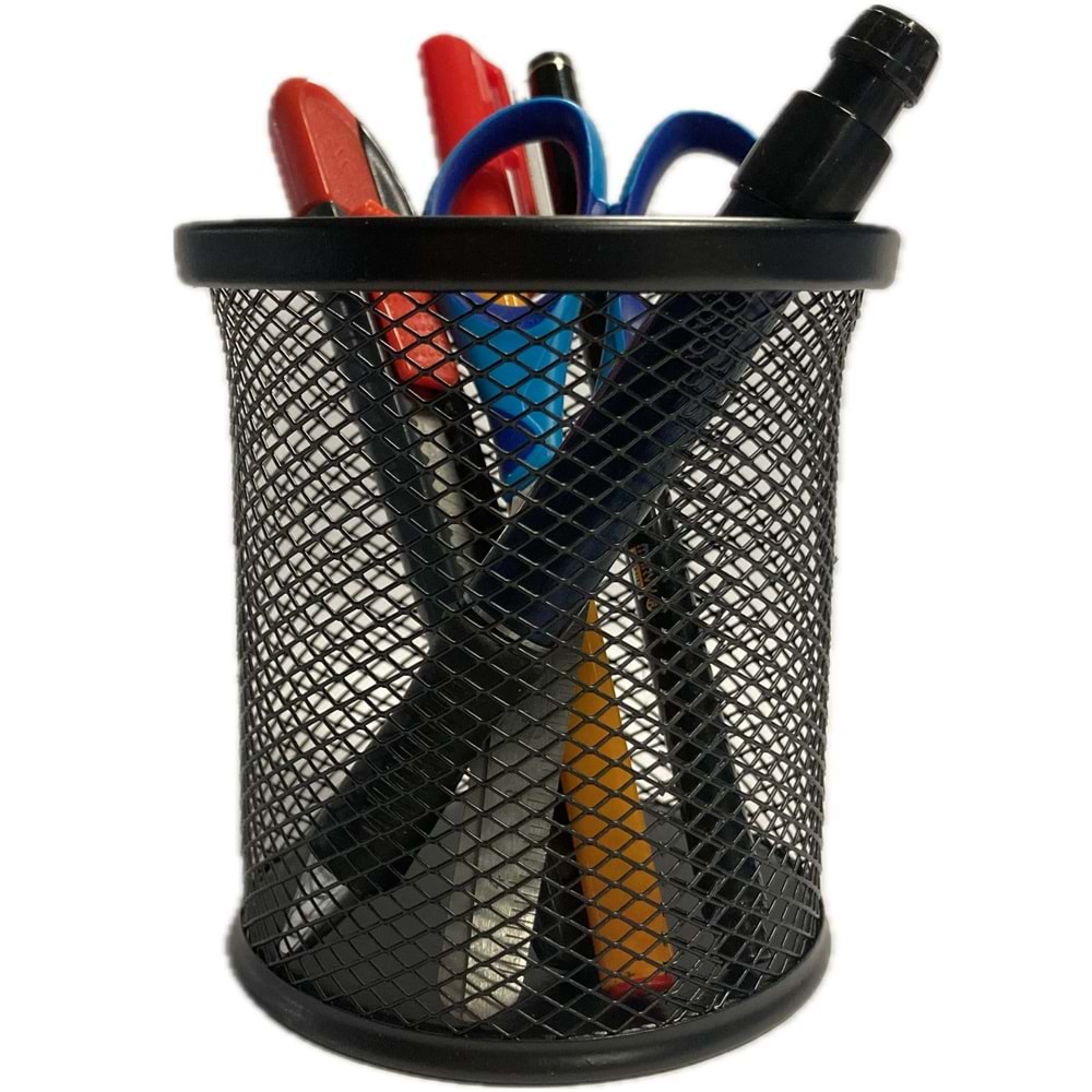 Bafix Kalemlik Metal Perforeli Silindir Siyah BFX-MMK802S (1 Adet)