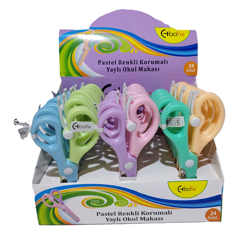 Bafix Okul Makası Korumalı Yaylı 13,5 Cm Pastel Renkli BFX-SA2050-M (1 Adet)