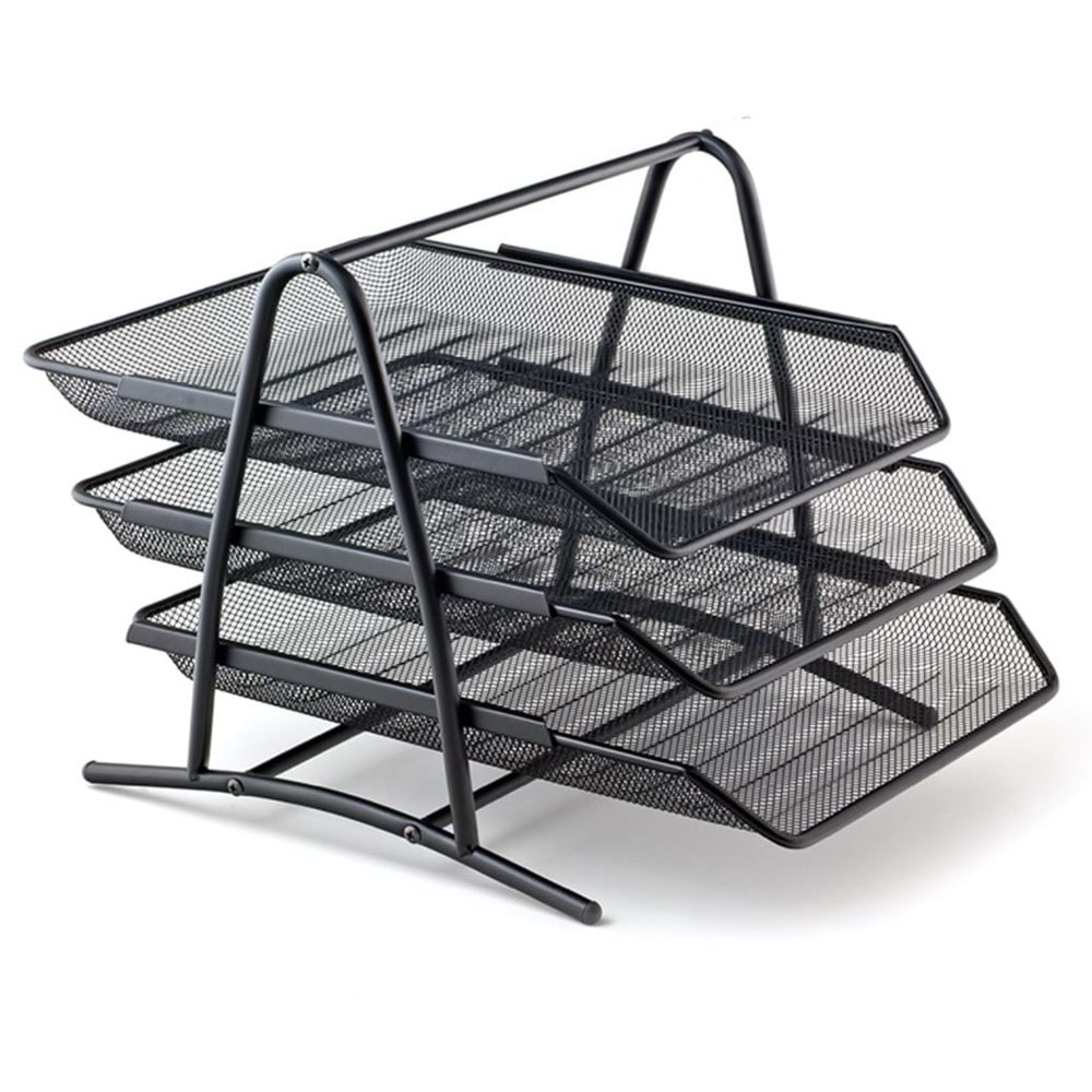 Bafix Evrak Rafı Metal Perforeli 3 Lü Siyah BFX-MER9205S