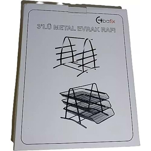 Bafix Evrak Rafı Metal Perforeli 3 Lü Gri BFX-MER9205G