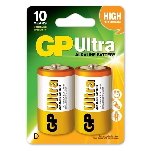 GP G-Tech LR20 Büyük Boy Ultra Alkalin Pil 2'li Paket GP13AU-U2 D Boy