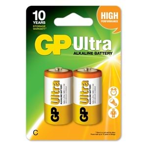 GP G-Tech LR14 Orta Boy Ultra Alkalin Pil 2'li Paket GP14AU-U2 C Boy