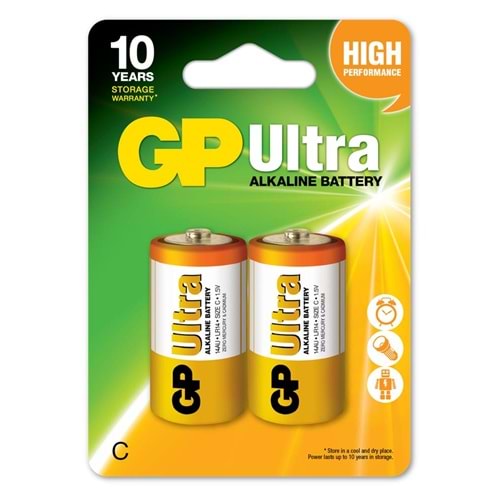 GP G-Tech LR14 Orta Boy Ultra Alkalin Pil 2'li Paket GP14AU-U2 C Boy