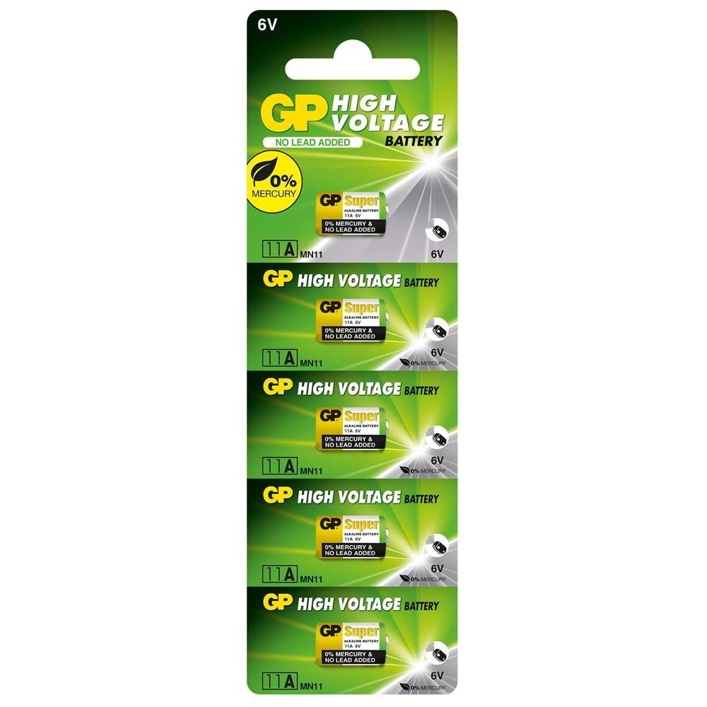 GP GP11A-C5 11A 6V Yüksek Voltaj Spesifik Pil 5'li Paket