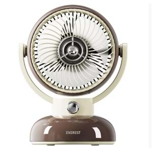 Everest EFN12 Kahve 1200mAh 3 Hız Kademe Led Işıklı Retro Masaüstü Usb Fan