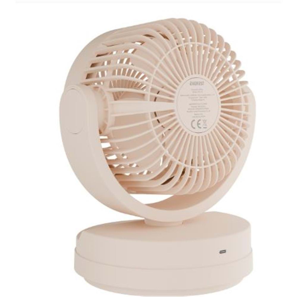 Everest EFN-509 Krem- Kahve 7 İnç 3 Kademeli 2100 RPM Hız Duvar Tıpı Ve Masaüstü Usb Fan