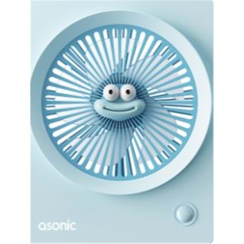 Asonic AFN23 Mavi 500mAh 3 Hız Kademeli Masaüstü Usb Fan