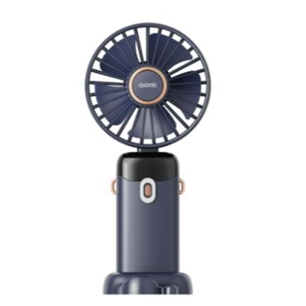 Asonic AFN28 Lacivert 500mAh 3 Kademe Dijital Göstergeli Katlanabilir Mini USB Fan