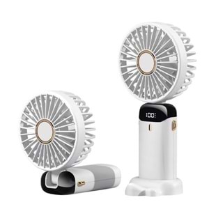 Feny FN-F30 Beyaz Kademeli Ultra Sessiz Led Göstergeli Katlanabilir Şarjlı 1200Mah Mini El Fanı