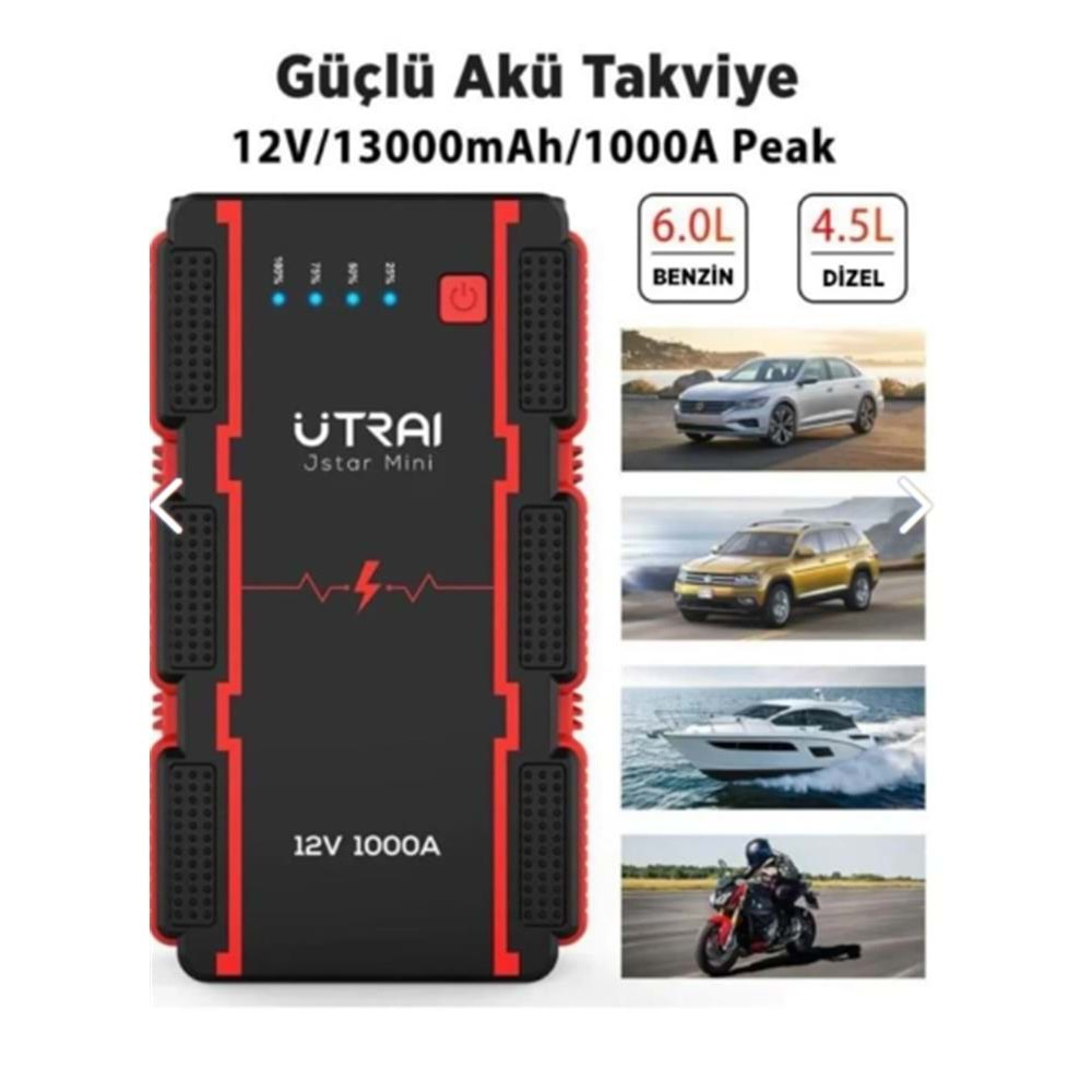 ULTRAI Jstar Mini 13000mAh 1000A Jump Starter Taşınabilir Araç Akü Şarj Bataryası