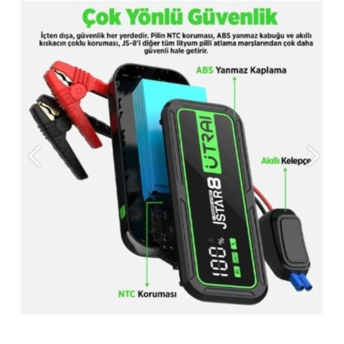 ULTRAI Jstar 8 20000mAh 3000A Jump Starter Taşınabilir Araç Akü Şarj Bataryası