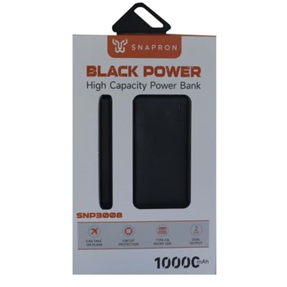 SnapMax SNP-3008 Beyaz 10.000 mah Powerbank 2x USB Çıkışlı 1 Type-C ve 1 Micro Girişli