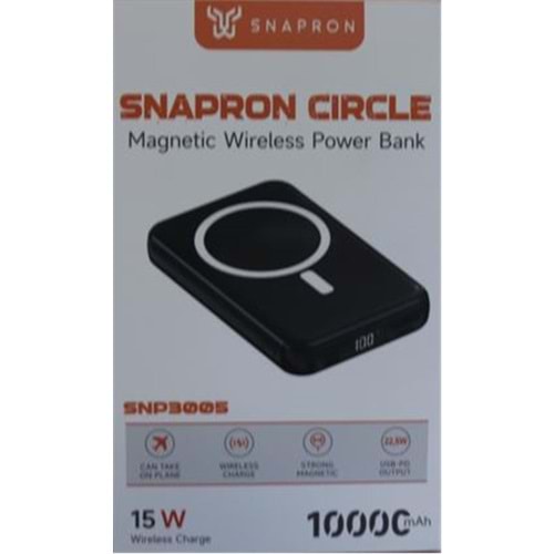 SnapMax SNP-3005 10.000 mah Kablosuz Hızlı Şarj Magsafe Powerbank LED Ekranlı Çoklu Girişli