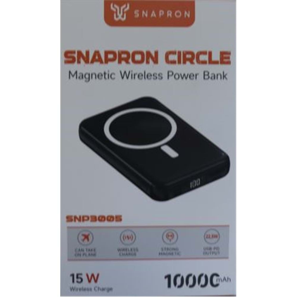 SnapMax SNP-3005 10.000 mah Kablosuz Hızlı Şarj Magsafe Powerbank LED Ekranlı Çoklu Girişli