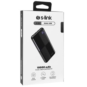 S-link IP-G12N 10000mAh Micro+Usb+ Type-C Giriş+Çıkış Siyah Taşınabilir Pil Şarj Cihazı Powerbank