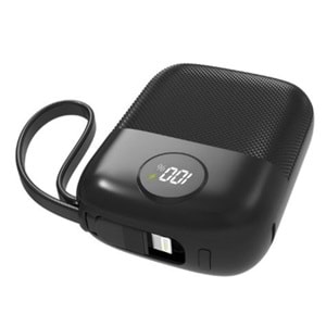 S-link MP110 10000mAh PD22.5W Type-C+Lightning Kablolu Siyah Pil Şarj Cihazı Powerbank