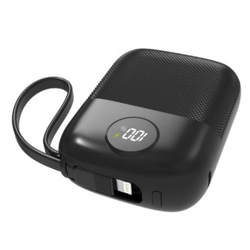 S-link MP110 10000mAh PD22.5W Type-C+Lightning Kablolu Siyah Pil Şarj Cihazı Powerbank